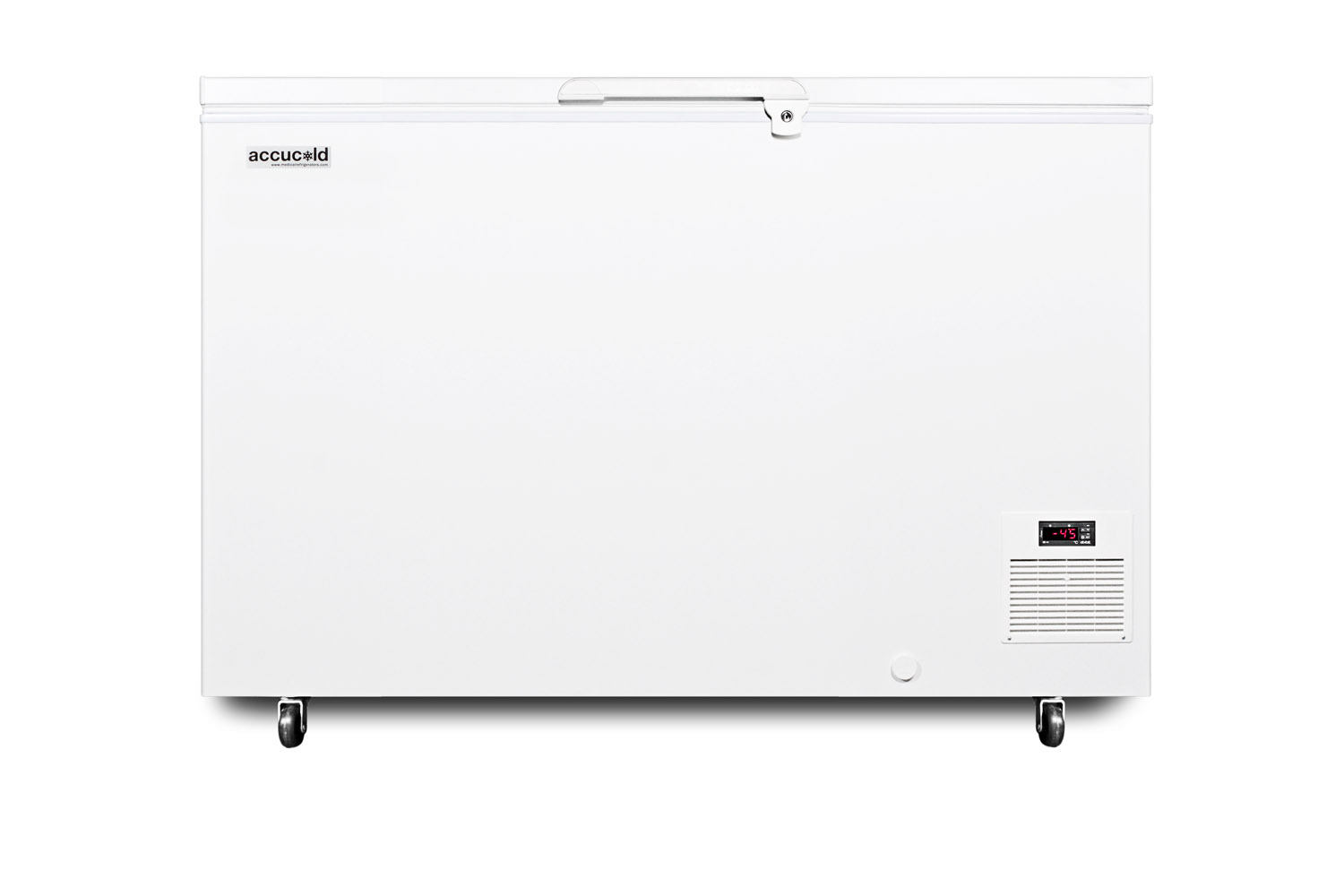 Commercial -45 C capable chest freezer with digital thermostat and over 11 cu.ft. capacity
